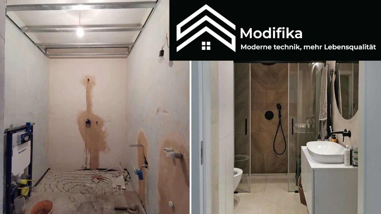 Komplettsanierung eines Badezimmers mit moderner Bodenheizung