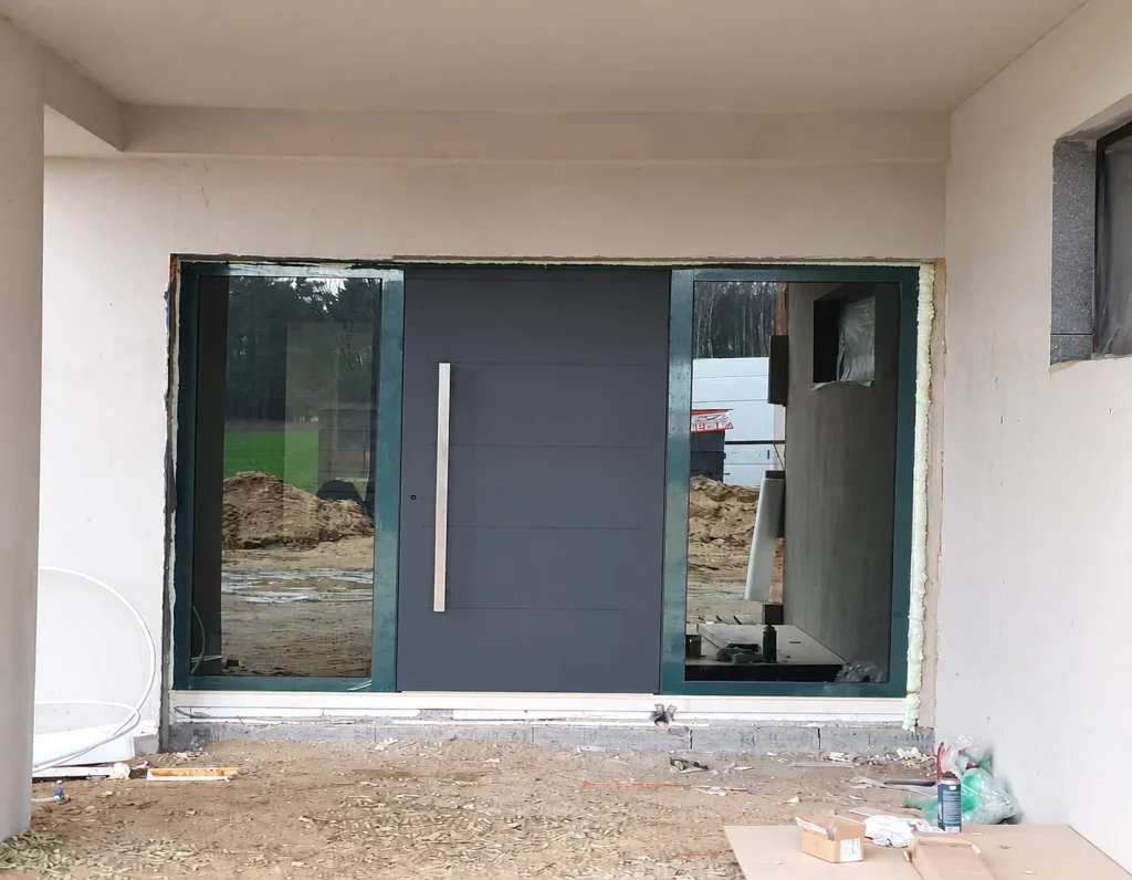 Moderne Haustür mit seitlichem Glaselement