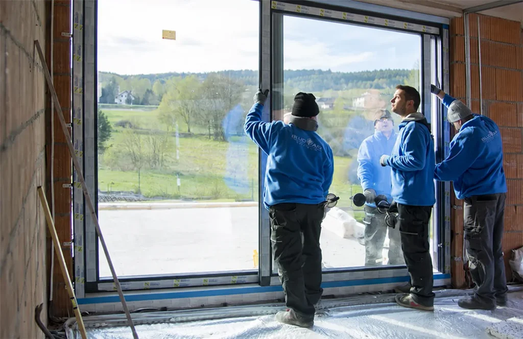 Fenstermontage an einem Wohngebäude